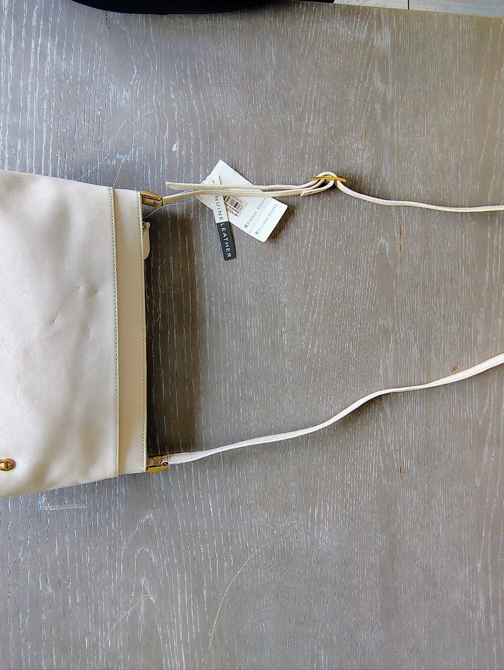 Etienne Aigner Ivory Genuine Leather Adjustable Shoulder Bag Gold Hardware NWT